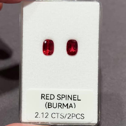[NGI] 2.12 CTS Orangy Red Spinel Matching Pair (Burma)
